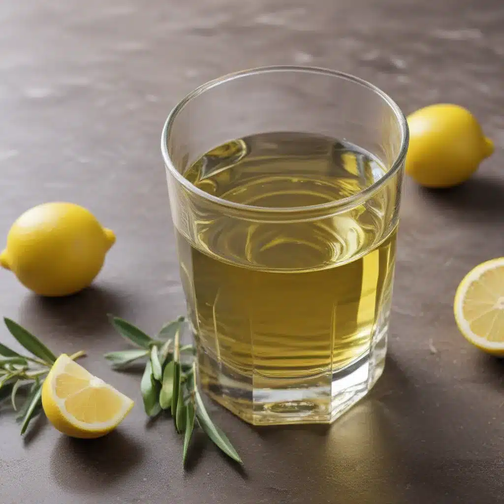 Shiny Glass with Olive Oil and Lemon